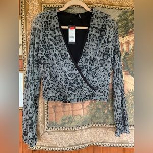 NWT Dynamite Leopard Print Wrap Top  size XS
